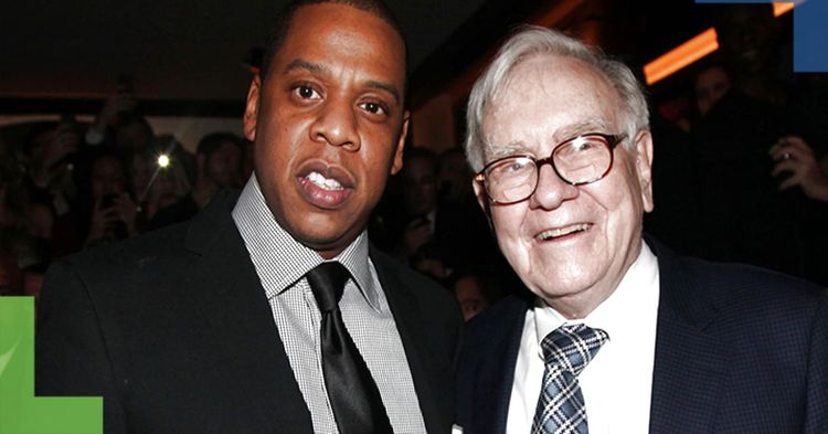 A picture of Jay-Z standing next to Warren Buffett